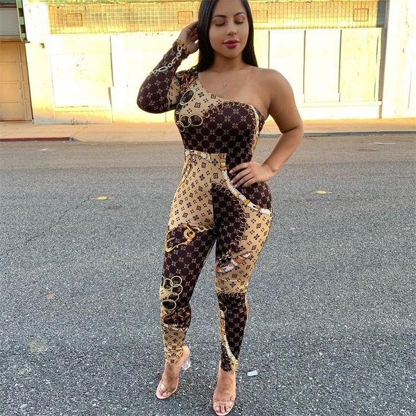 

one shoulder bodysuit jumpsuit fashion off shoulder romper plus size rompers women jumpsuits long sleeve dropshipping y200401, Black;white