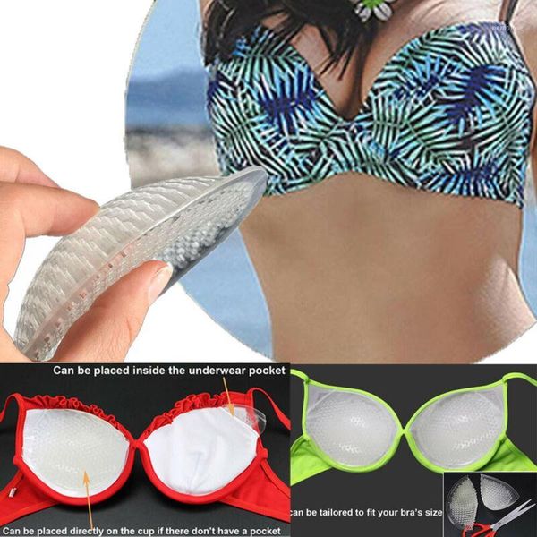 

1pair soft bra insert breathable traceless artificial transparent push-up silicone bra inserts round pads enhancers1, Red;black
