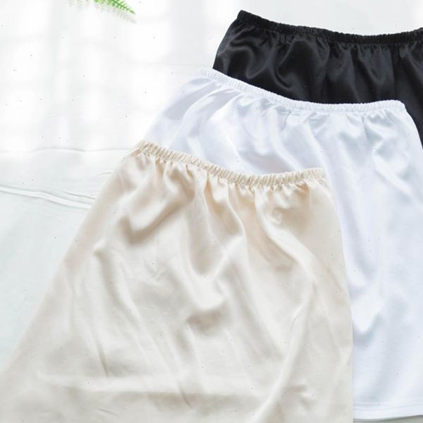

2019 summer satin half slip women underskirt anti moving modal inner lining skirt slim anti static anti emptied safety skirt, Black