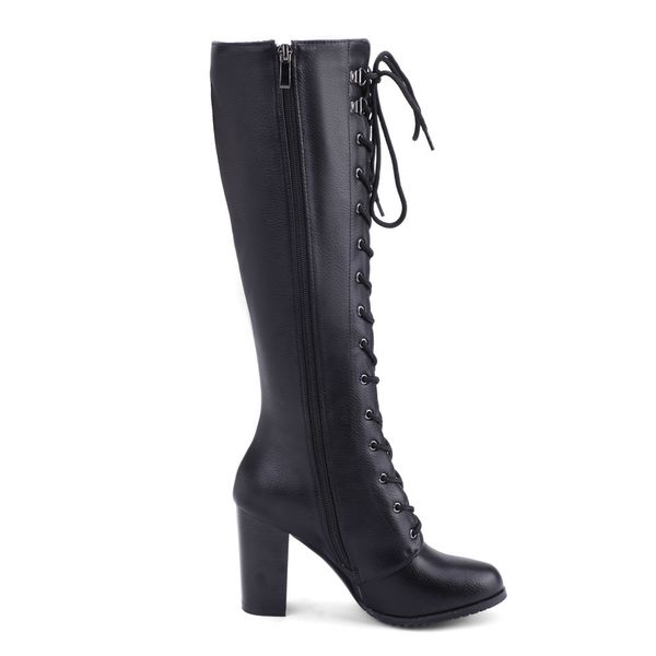 

cdpundari black knee autumn winter long women high heels motorcycle ladies calf boots shoes woman 201114