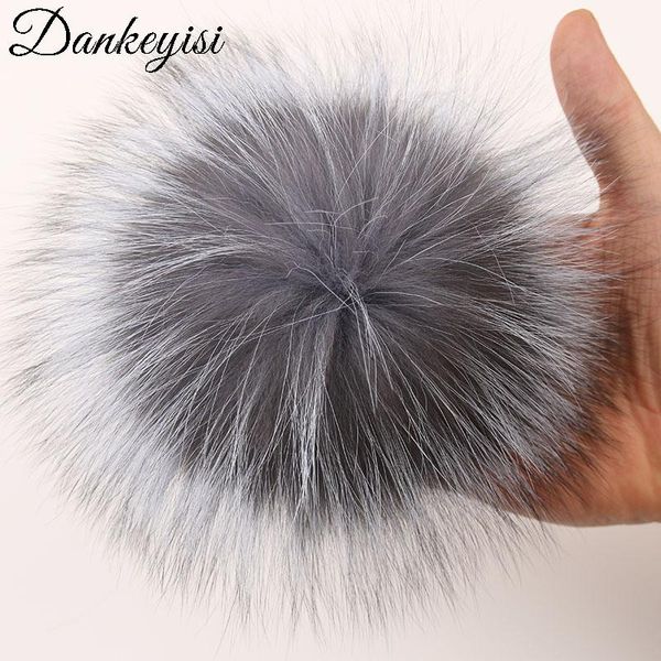 

beanie/skull caps dankeyisi diy raccoon fur pompon real pompoms pom poms for scarf gloves hats cap 14-15cm, Blue;gray