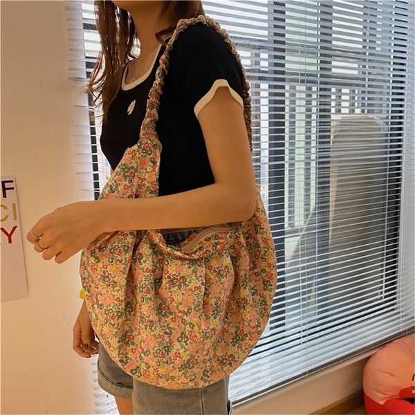 

sweet floral hobos women shoulder bags casual canvas messenger bag lady large capacity totes vintage big purses female sac 2020