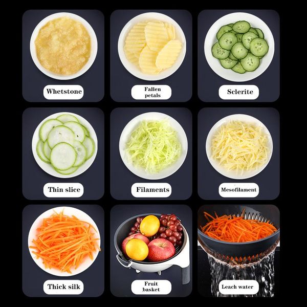 

magic multifunctional rotate vegetable cutter with drain basket kitchen veggie fruit shredder grater slicer drop shipping wmtmcd bdesybag