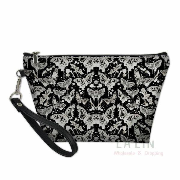 

женская косметика makeup organizer back flatter drip moths print pattern кожаная кожаный комплект туалетной принадлежности чехол женский maq