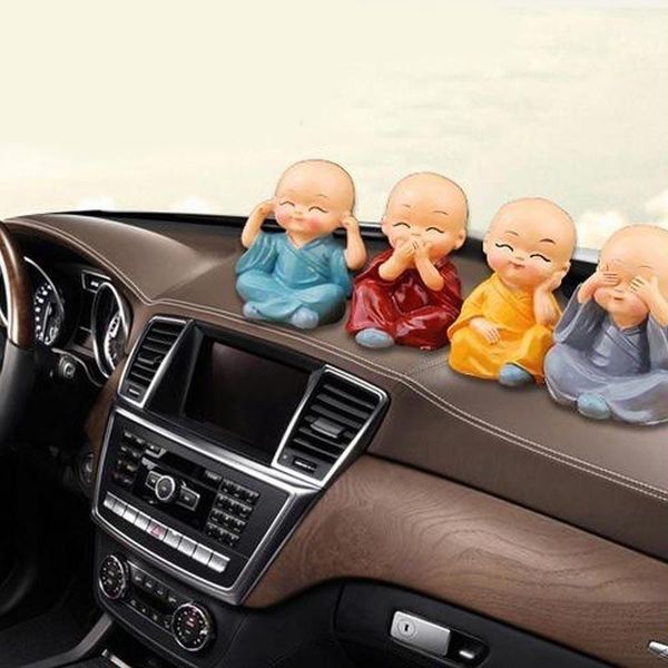 

2020 cute little monk figurines kongfu monk car interior display decoration car seat table ornament home lovely decor dolls1