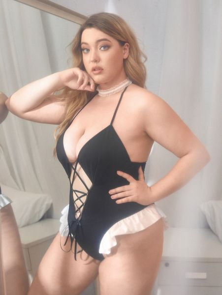 

plus ruffle trim maid costume bodysuit & choker f6rl#, Black;white