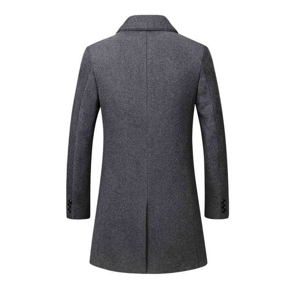 

casual winter thick woolen coats men's stand collar slim fit jackets manteau homme peacoat overcoat trench wool parka, Black