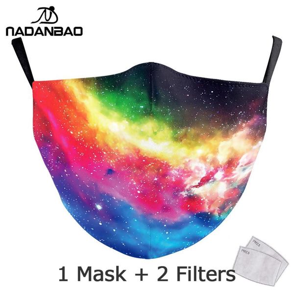 

nadanbao радуга печати женщины маски tie dye мода звездное небо для взрослых маски washable ткань маска многоразового повседневный face cove