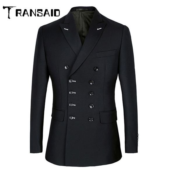 

men suits slim fit suit blazer double breasted peak lapel navy blue black wedding suit groom party prom skinny costume tuxedo 201106, White;black