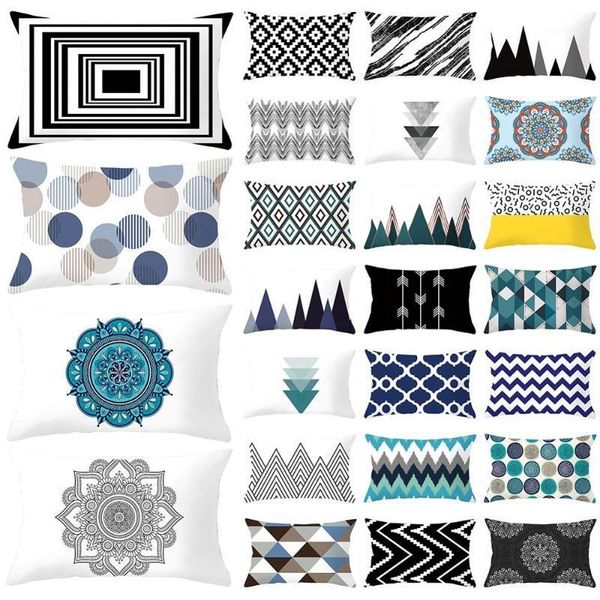 

pillowcase geometric figure pattern square pillow waist cushion cover bedroom bed living room sofa home practical decoration pillow case1