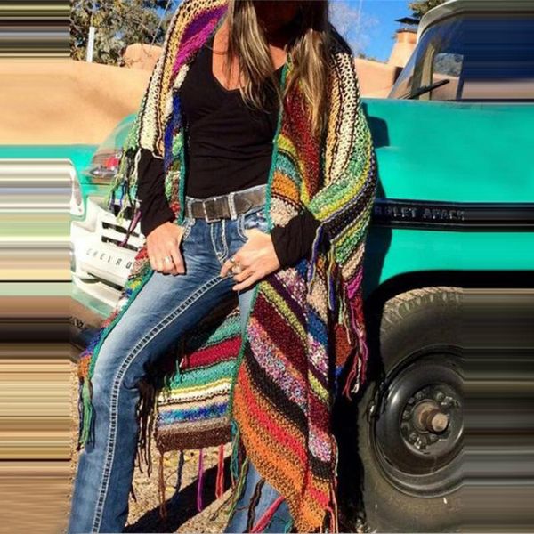 

cardigan women fashion stitching tassel coats autumn spring batwing sleeve loose printed knitted sweater mom streetwear, White