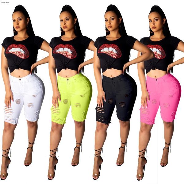 

women's jeans casual ripped skinny women vintage high waist hole slim keen length denim pencil pants plus size, Blue