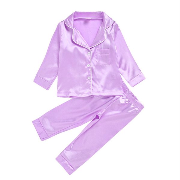 2020 New Childrens Pajamas Set Baby Suit Clothes Kids Ice Silk Satin ...