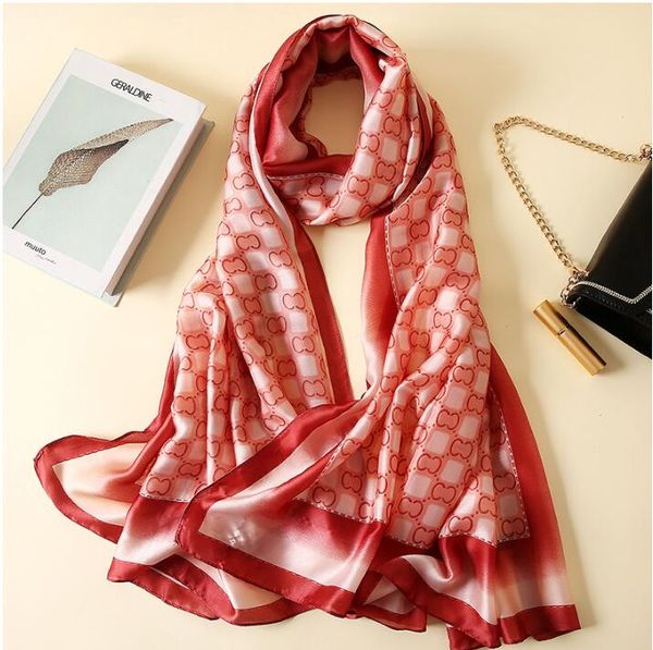 

2020 designer silk long scarf for women brand letter printed scarves shawls pashmina summer large hijab scarfs for ladies, Blue;gray