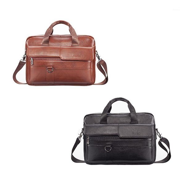 

briefcases pi uncle leather men's retro briefcase messenger bag large capacity handbag business casual1