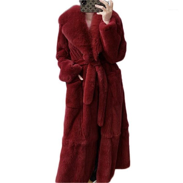 

2020 new women's faux fur coats plus size lady trendy fur coats female long outerwear with belt mujer 5xl solid overcoats1, Black