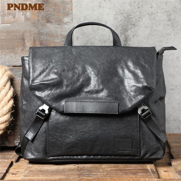 

pndme casual fashion design luxury genuine leather men's briefcase natural real cowhide handbag satchel black work messenger bag1