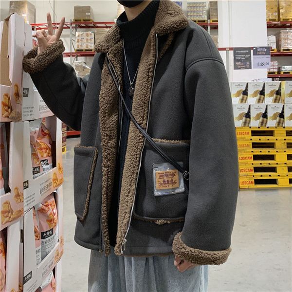 

2021 men's quilted coat -autumn-winter new thickening wool-quilted cotton wool from jacket fashion male youth b3p3, Black