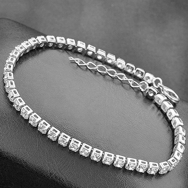 

mens zircon tennis chains bracelet copper material iced out 4mm 1 row cz chain hip hop wmtjfx, Black