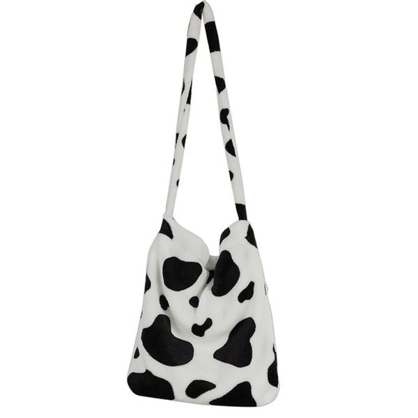 

women cartoon plush cow shoulder crossbody bag tote satchel purse