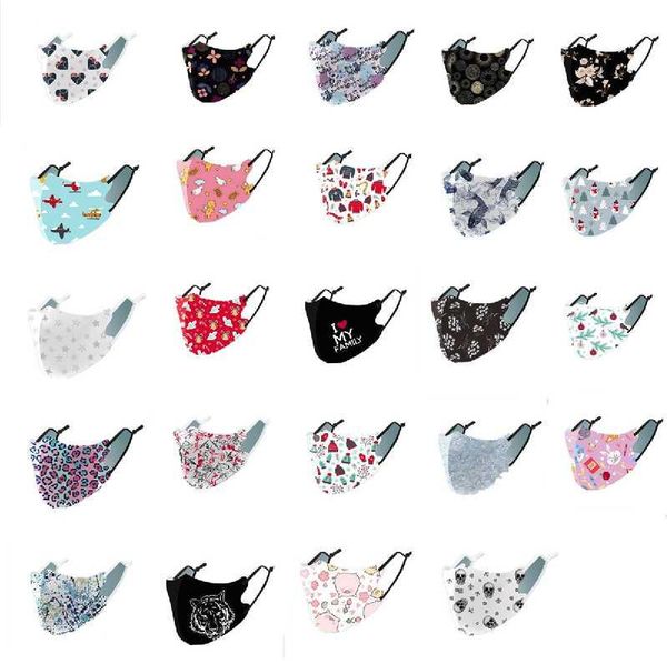 

us stock halloween designer 3d ice silk face mask breathable mouth cover anti-dust pollution protect masks flower outdoor party mask