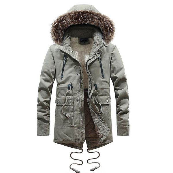 

men's down & parkas arrival fashion winter jacket men long coat faux fur collar outwear thick warm parka casual size 3xl, Black