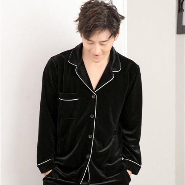 

men winter veet thicken long sleeve warm padded jacket suit, Black;brown