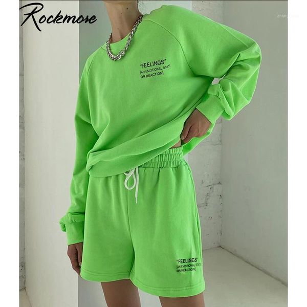 

rockmore letter print 2 piece sets womens outfits drawstring shorts long sleeve sweatshirts tracksuits women set two pieces fall1, Gray