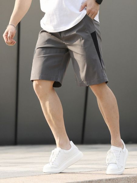 

men contrast side seam shorts 75f7#, Black