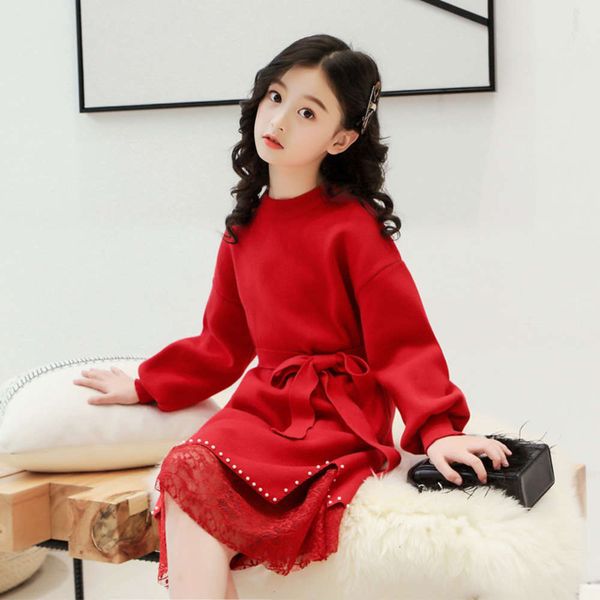 

autumn girls' year red suit skirt and winter 2020 new cuhk long sweater princs drs, Red;yellow