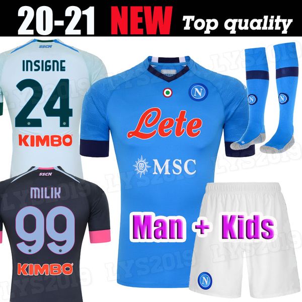 

20 21 napoli soccer jersey naples 2020 2021 koulibaly insigne milik maillots h.lozano mertens men kids kit football shirt boys set uniforms, Black;yellow