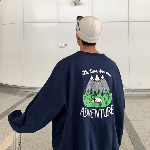 

2021 new privathinker men's casual oversize sweatshirts korean streetwear woman graphic printed fashion pullover hip hop man clothing y, Black