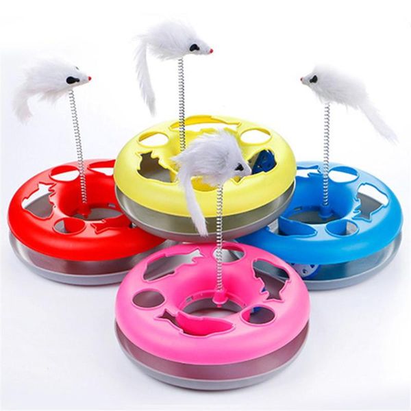 

cat toys pet turntable spring mouse toy plastic carousel puzzle crazy amusement disk kitten teaser interactive