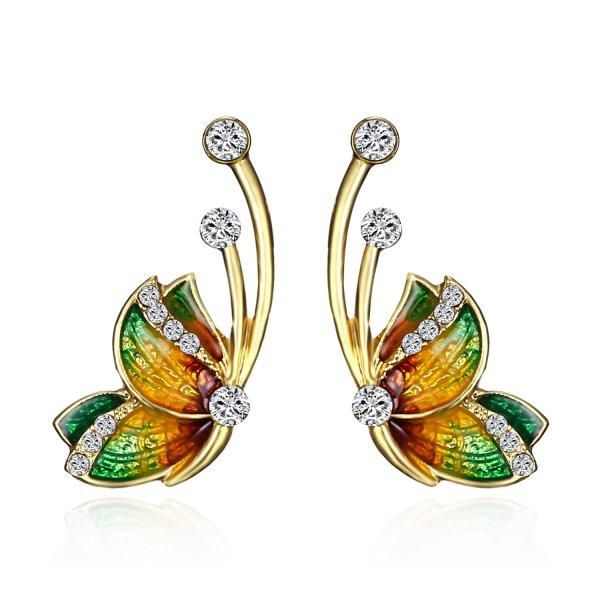 

горячие продажи бабочка серьги серьги эмаль стад серьги серьги хрубчатая имитация жемчужина женщины девушки детская вечерняя вечеринка ювели, Golden