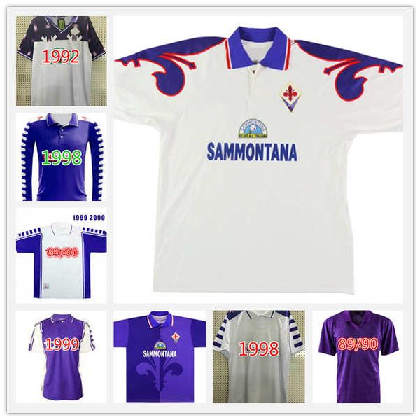 

98 99 00 fiorentina retro soccer jerseys 1998 1999 2000 batistuta football shirt 92 93 rui costa jersey classic camisa de futebol, Black;yellow