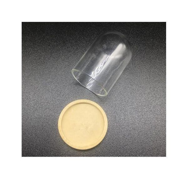 

50sets/lot 38mm height 25mm width tube glass globe bottle wood base beads cap set glass vial cover dome glass bottle cut sqcknu, Black