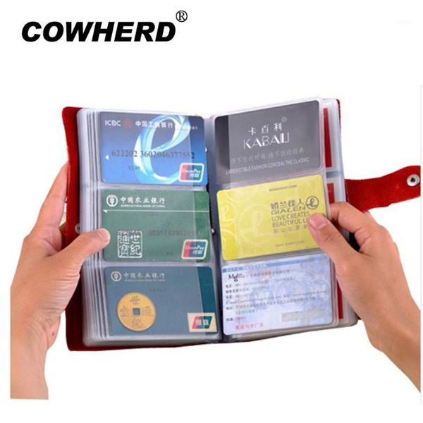 

card holders 90 slots women men name holder genuine leather buckle large capacity business id organizer bag1, Brown;gray