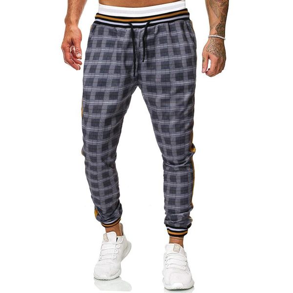 

plaid pants men casual pants men's sweatpants joggers loose hip hop fashion trousers spring autumn men's 2020 new, Black