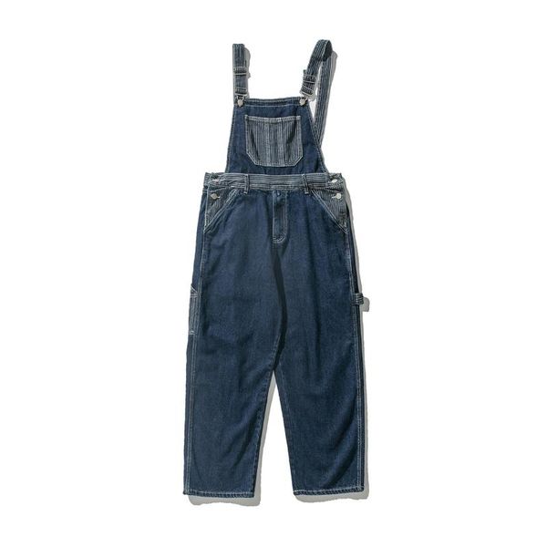 

luoye luo ye 2021 autumn new style japanese-style origional deconstructable joint cowboy pocket suspender pants pl179, Blue
