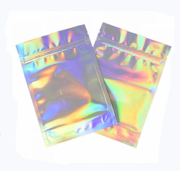 

100 pieces resealable smell proof bags foil pouch bag flat laser color packaging bag for party favor food sto sqchgk dh_seller2010