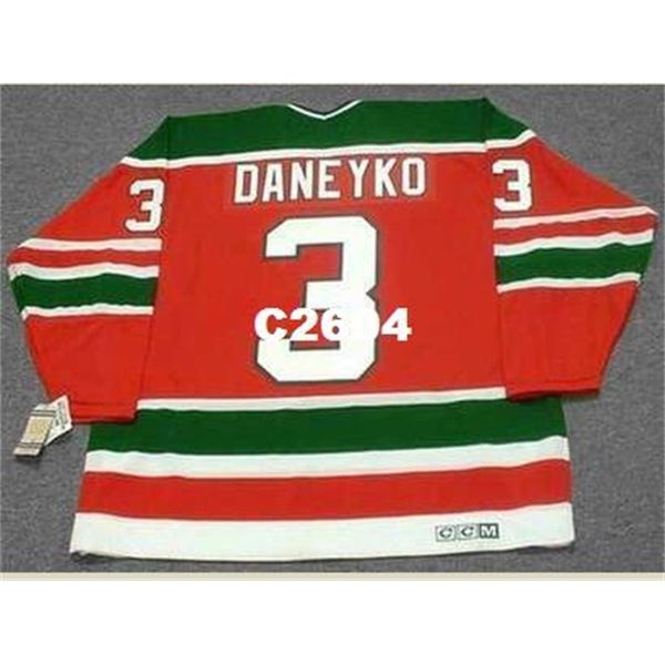 

men #3 ken daneyko new jersey devils 1988 ccm vintage retro hockey jersey or custom any name or number retro jersey, Black
