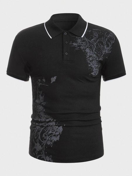 

men plant print polo shirt u40u#, White;black