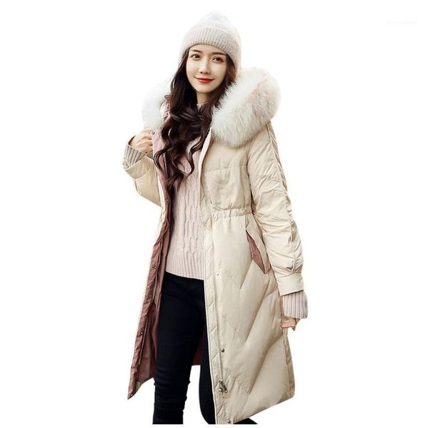 

fashion winter warm parka cotton hooded winter long-sleeved woman parkas overcoat women warm hooded down cotton jacket parkas1, Black