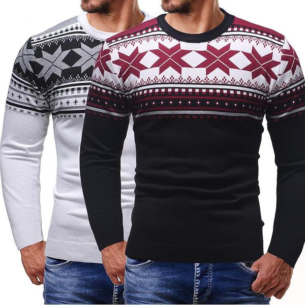 

men's sweaters 2021 men sweater christmas clothing casual personality holiday party european and american folk style knitted pullover s, White;black