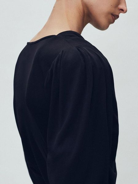 

women shirt shoulder pad design elegant ladies blouse1, White