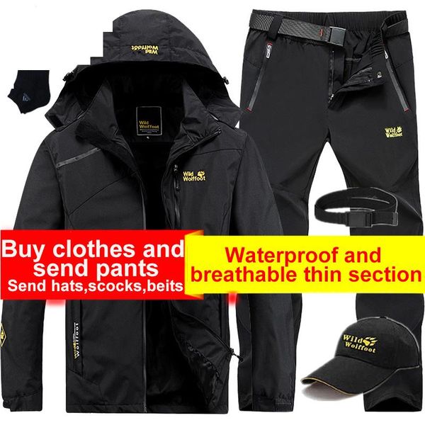 

outdoor jackets&hoodies single layer thin hiking jacket & pants spring autumn men's fishing windproof waterproof coat male mountaineeri, Blue;black