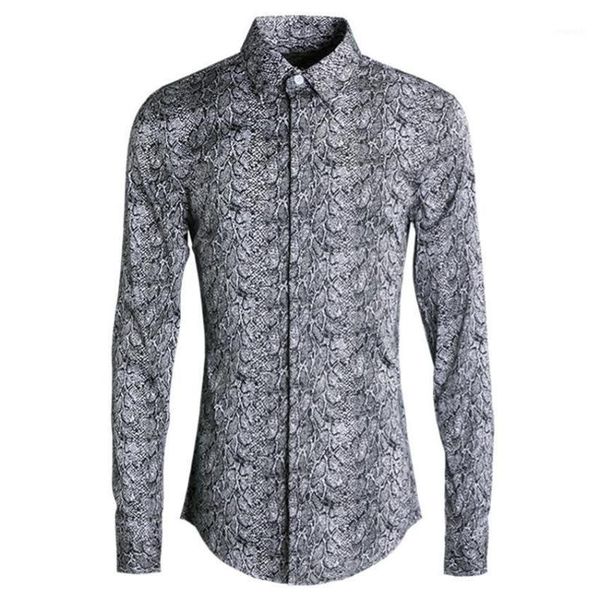 

new arrival men cotton originally python printed men fashion casual mens long sleeve shirts plus size mlxl2xl3xl4xl1, White;black