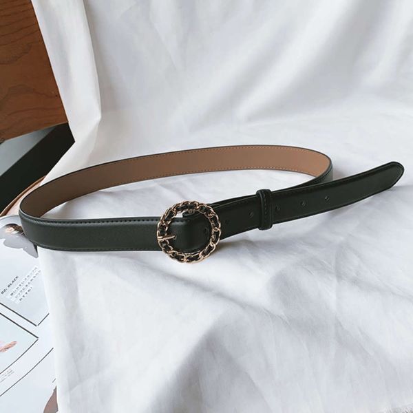 

fashion circle pin buckle pure women's decoration with denim pants versatile casual leather belt, Black;brown