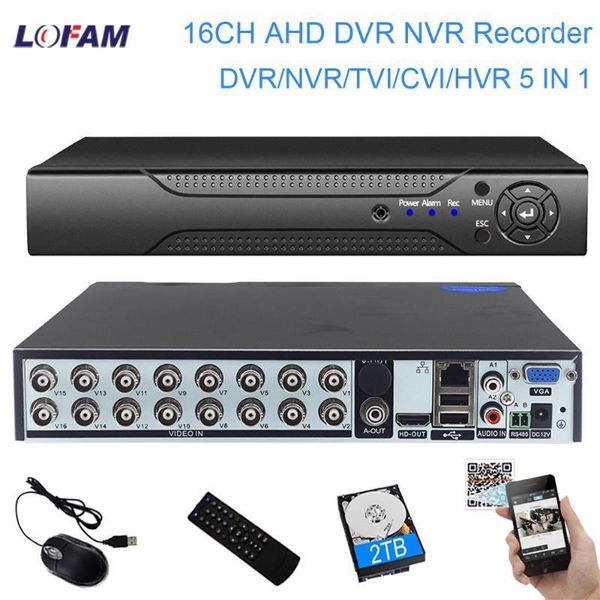 

kits lofam ahd dvr 16ch 1080n 1080p 2mp nvr security surveillance video cctv recorder for analog ip tvi cvi camera xmeye1, Black;white
