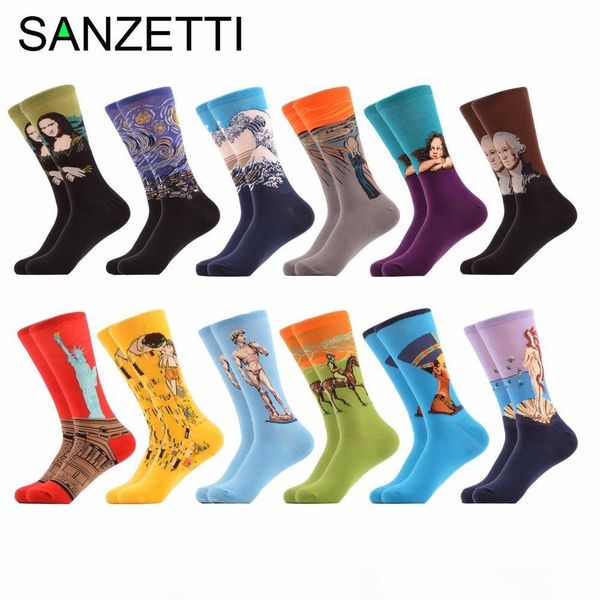 

sanzetti 12 pairs lot men's funny colorful combed cotton socks red argyle dozen pack casual design socks dress wedding socks mx190719, Black